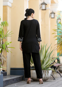 Rayon Embroidered Tunic &amp;Trousers Co- Ords